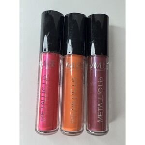 Amuse Metallic Lip Gloss Set – Hot Pink, Orange Blaze & Plum Wine